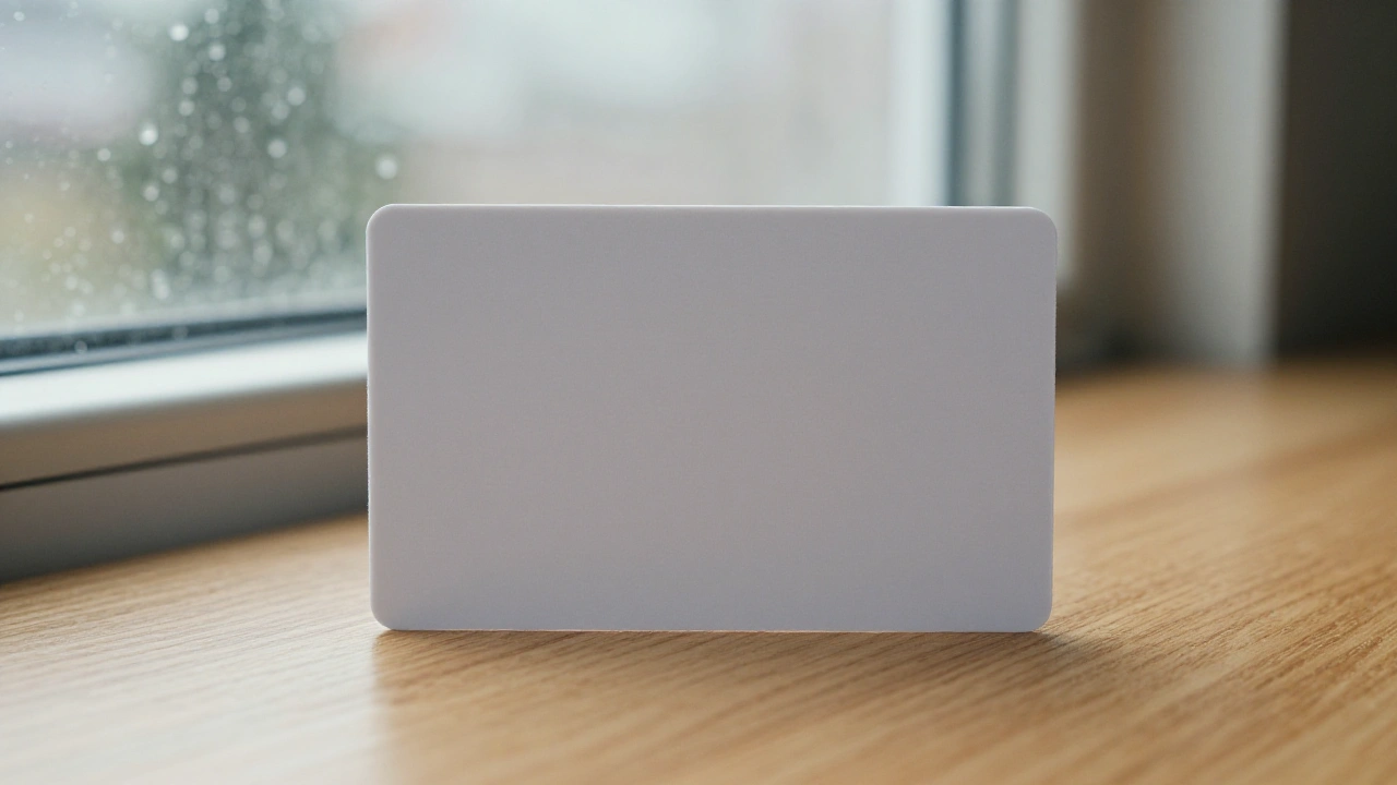 Blank white bank card on a desk for casino deposits and withdrawals