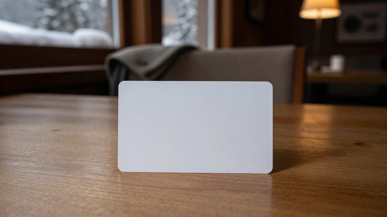 Blank white card on a desk illustrating bonus deposit and payment terms