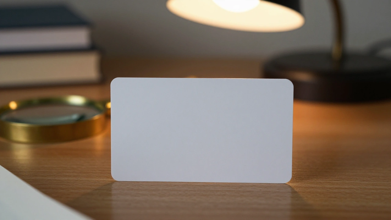 Blank payment card and magnifying glass on a desk for checking casino deposit fees