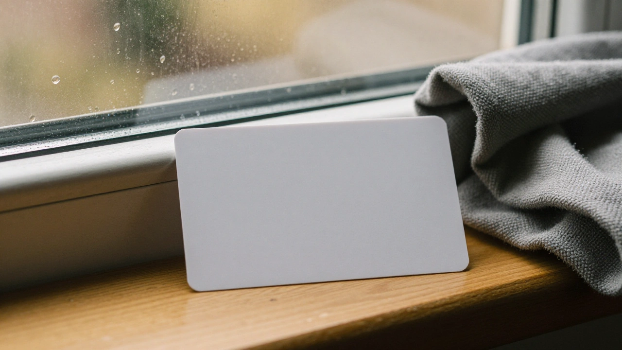 Blank payment card on a windowsill for mobile casino deposits
