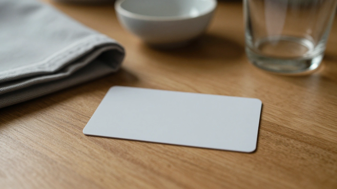 Blank plastic card on a Saskatchewan kitchen table comparing casino payment options