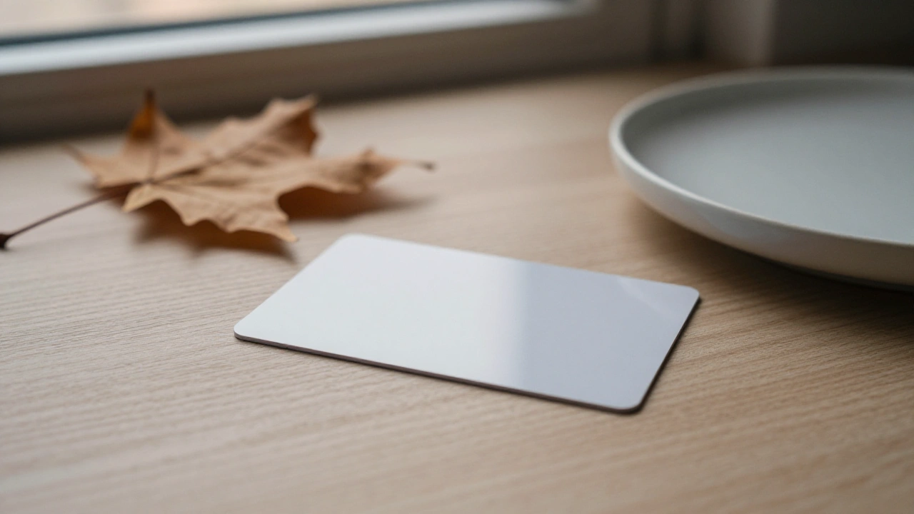 Blank white card on a desk for checking casino payment fees