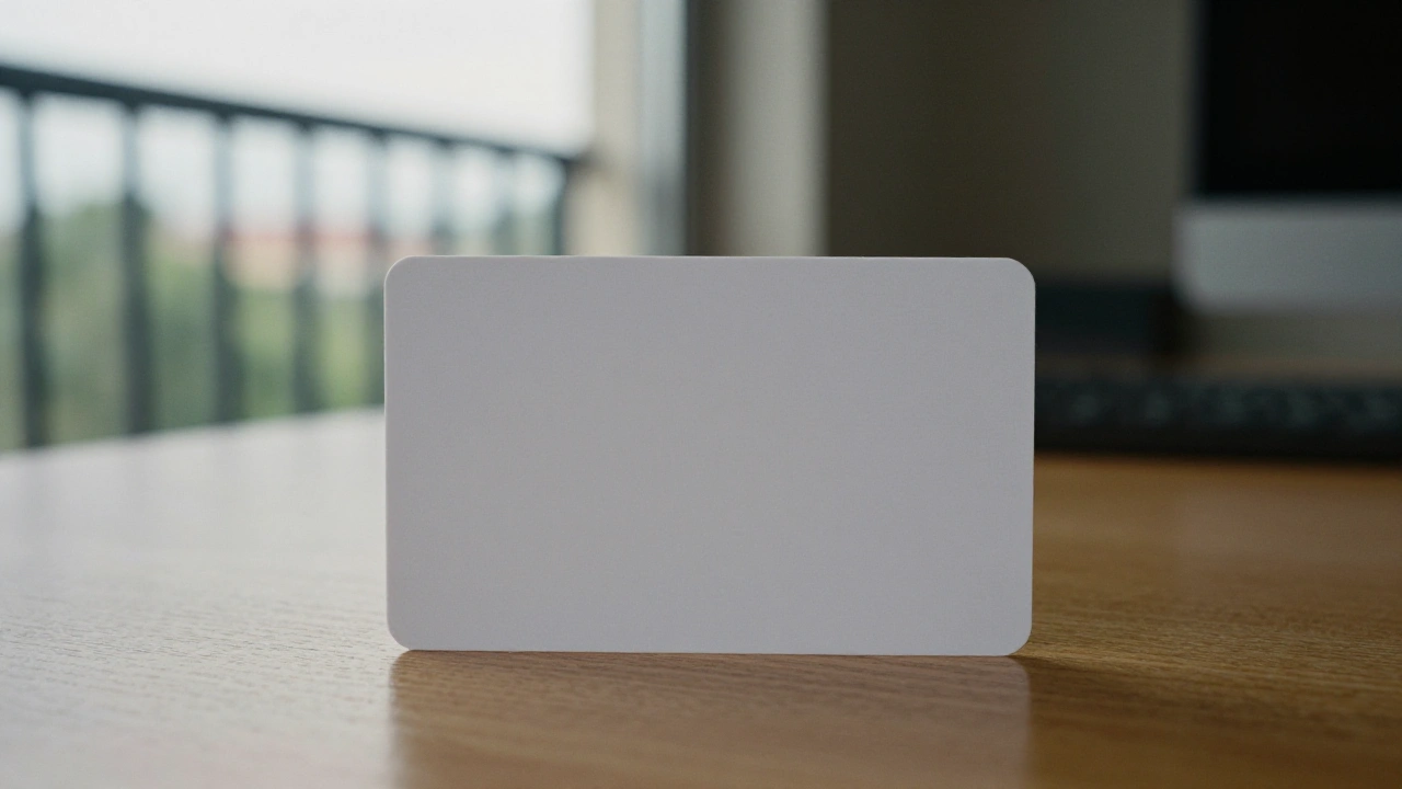 Plain white plastic card on a desk comparing casino payment methods