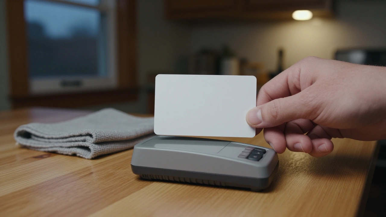Blank card tapping a reader for a casino app payment in Ontario