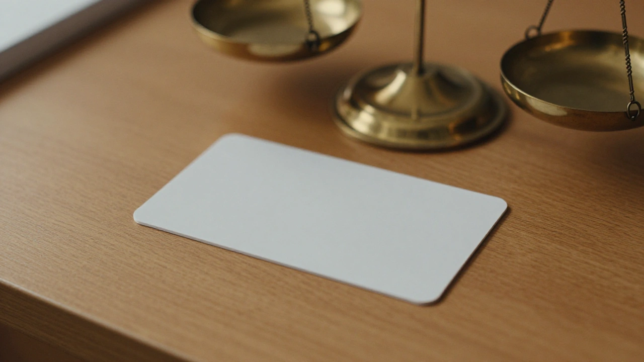 Blank payment card and brass scale on a desk for comparing casino deposit fees