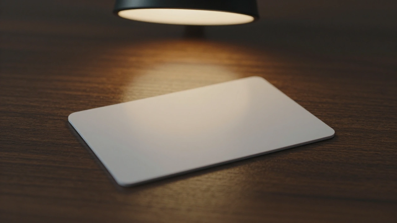 A blank white payment card resting on a desk for casino deposits