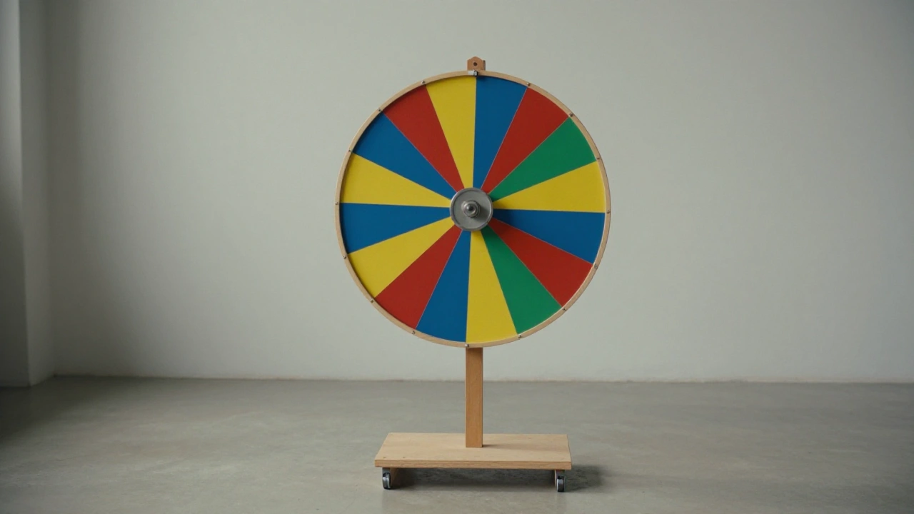 Plain coloured prize wheel in a studio representing the game shows at an Ontario casino