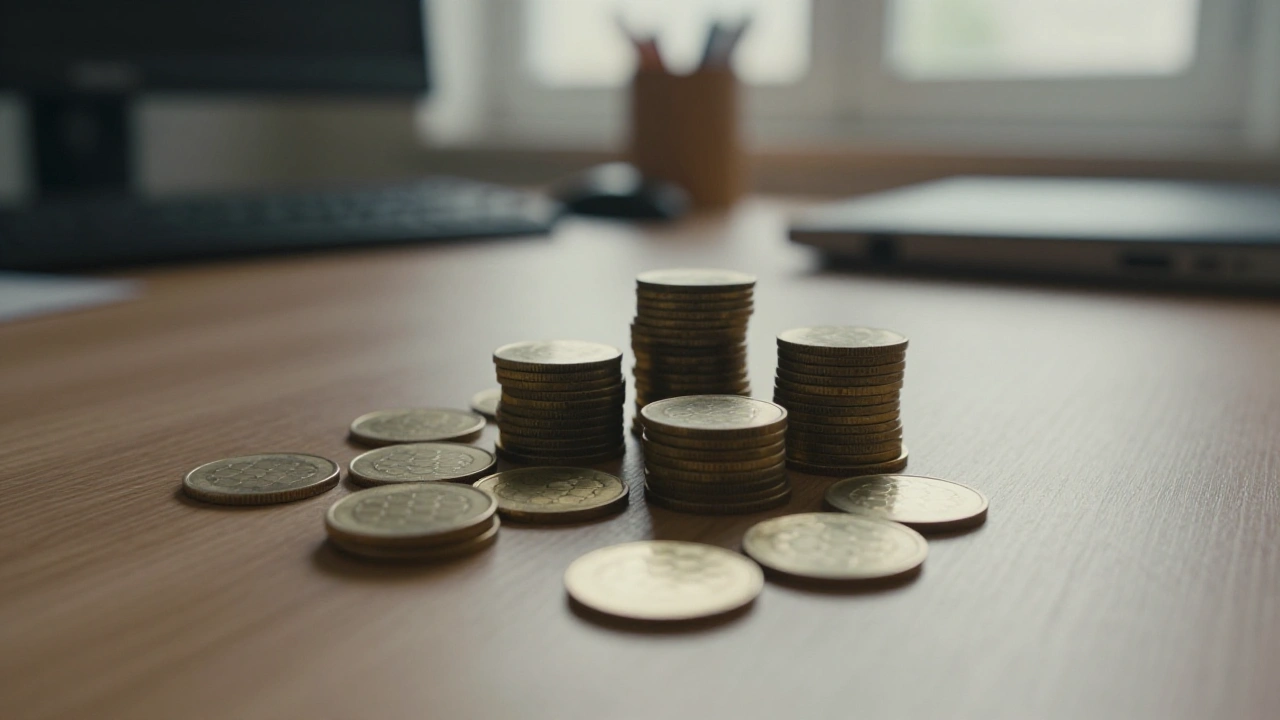 Golden honeycomb-textured tokens in uneven stacks on a desk representing crypto deposit options