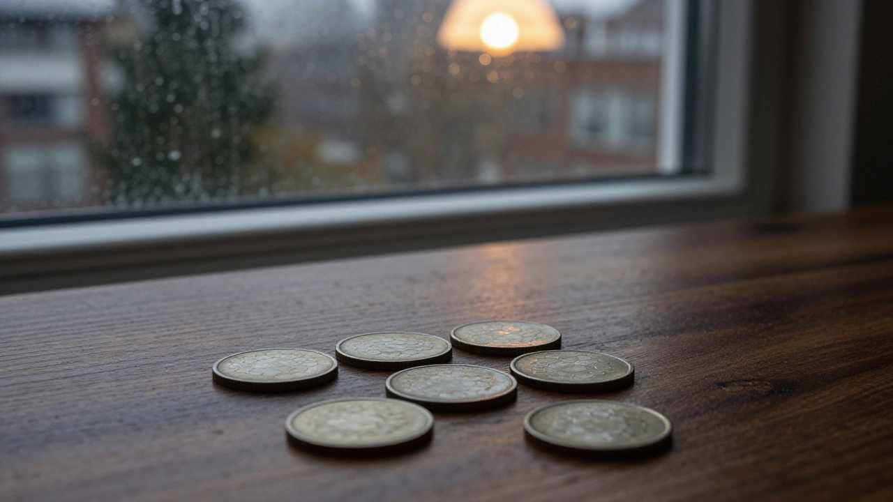 Metallic honeycomb tokens on a desk by a rainy Vancouver window for crypto deposits