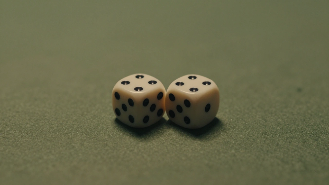 Pair of dice on green felt illustrating popular craps variants in Canada