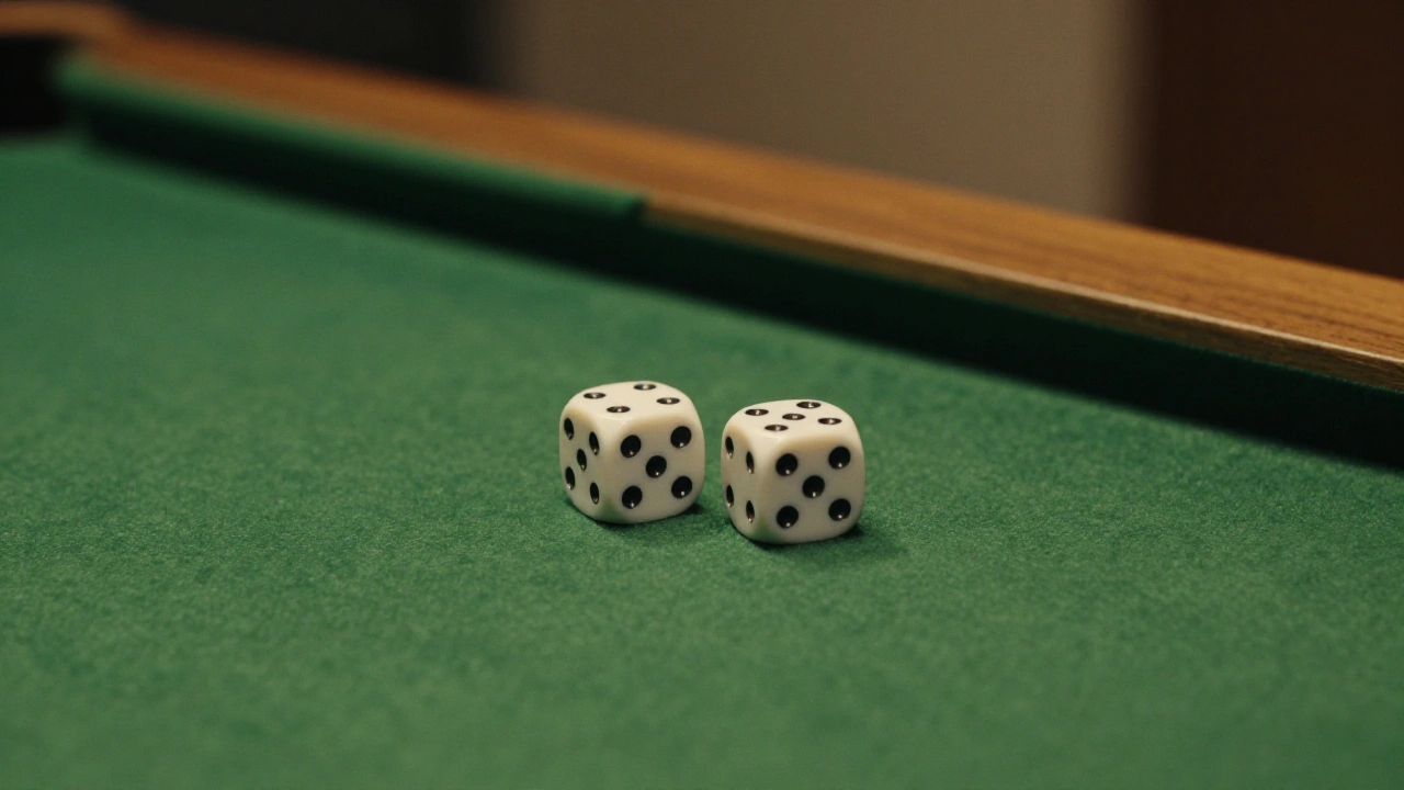 Pair of plain dice on green felt representing table game options at an Alberta online operator