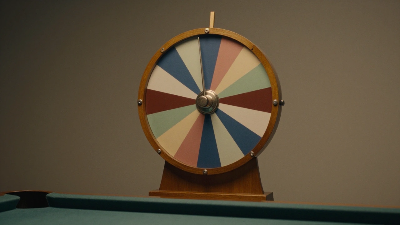 Generic prize wheel with coloured segments in a studio for casino bonus promotions