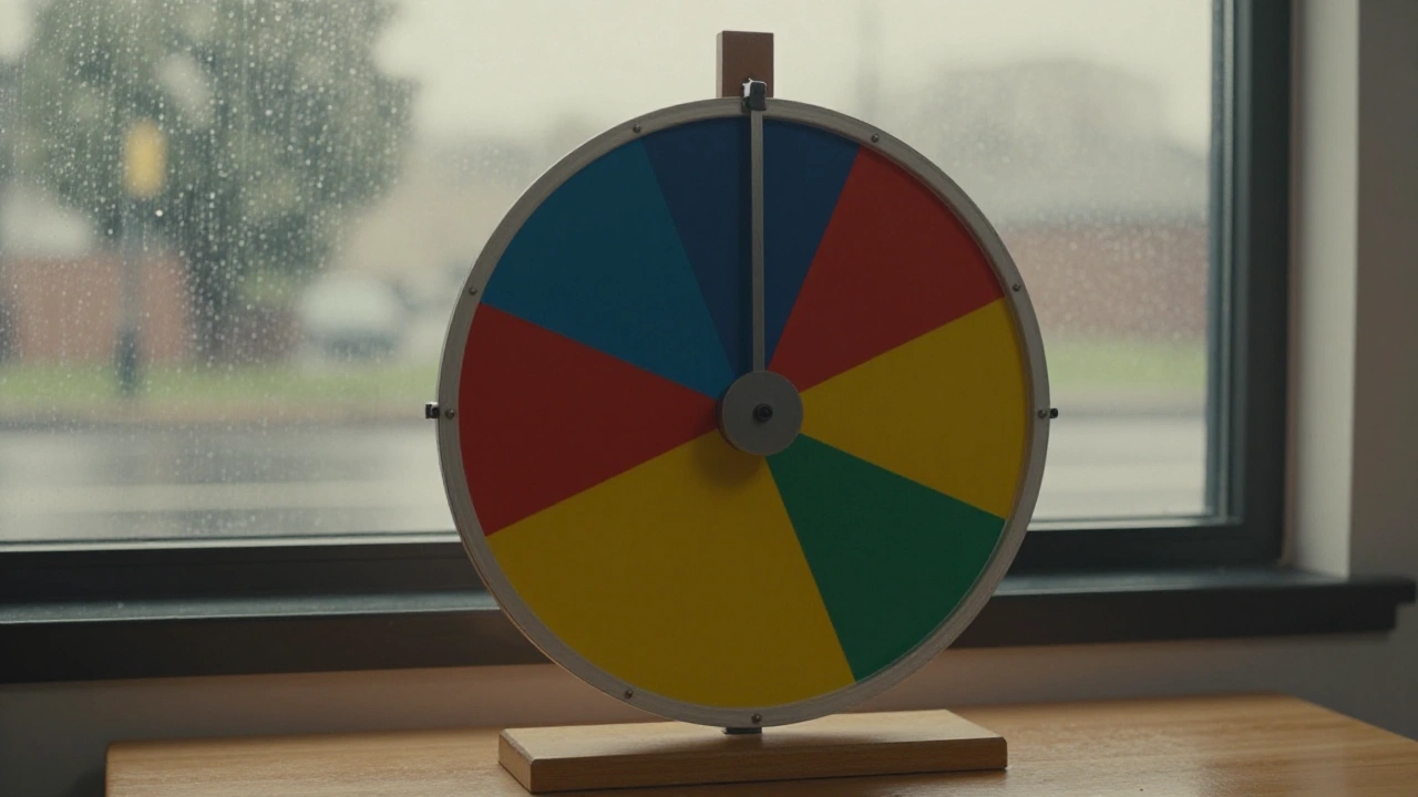 A generic prize wheel with plain coloured segments representing a provider's varied slot catalogue
