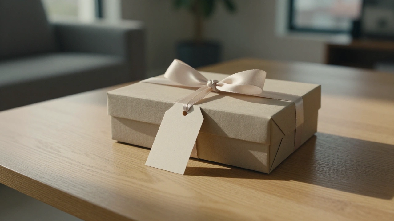 Plain gift box with ribbon on a table illustrating casino welcome bonus and free spins