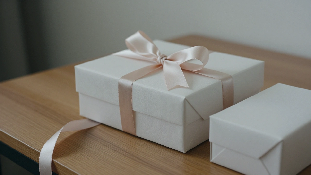 Plain gift boxes with ribbons on a table symbolising a casino welcome bonus package