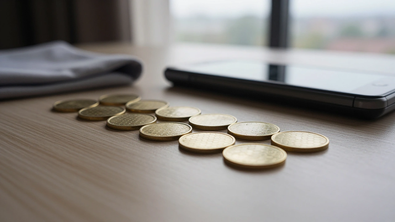 Golden honeycomb crypto tokens on a hotel desk for casino banking and withdrawals