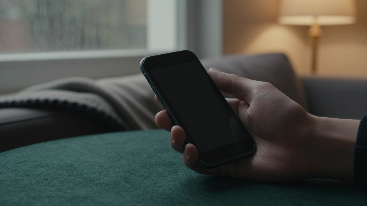 Hand holding a plain phone with a dark screen for mobile casino play