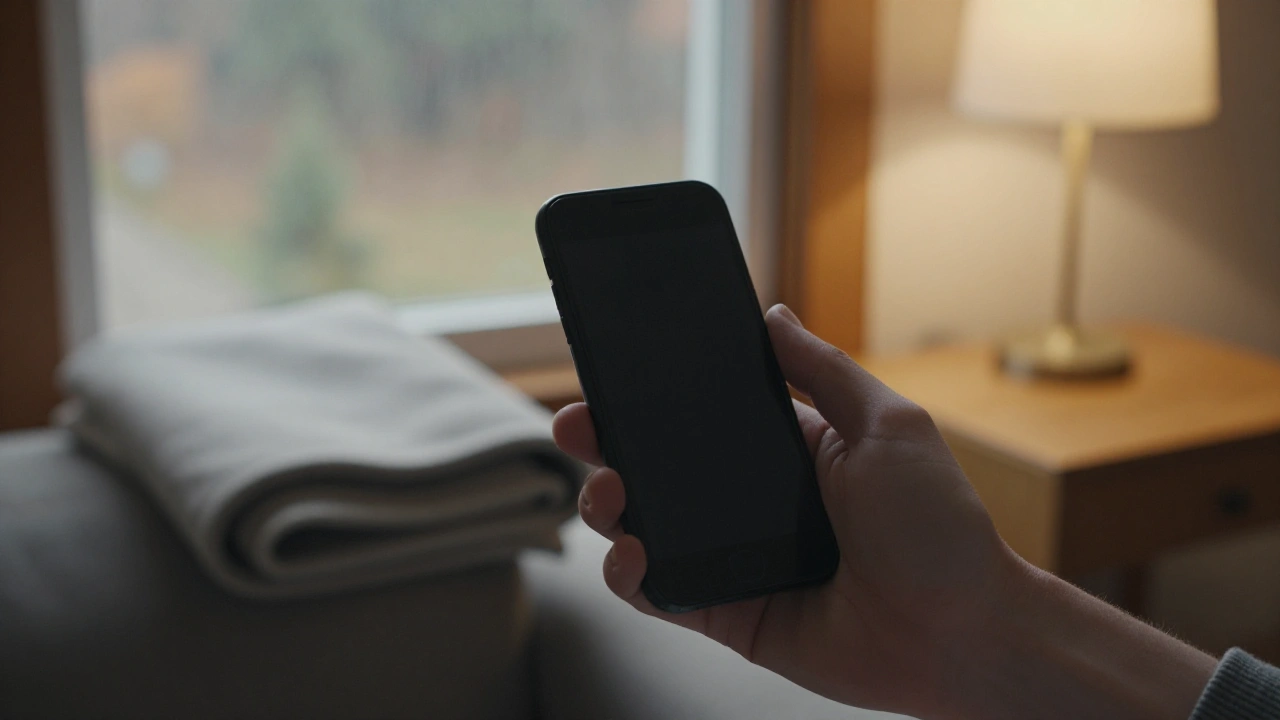 Hand holding a phone on a sofa for mobile play at a ten dollar deposit casino