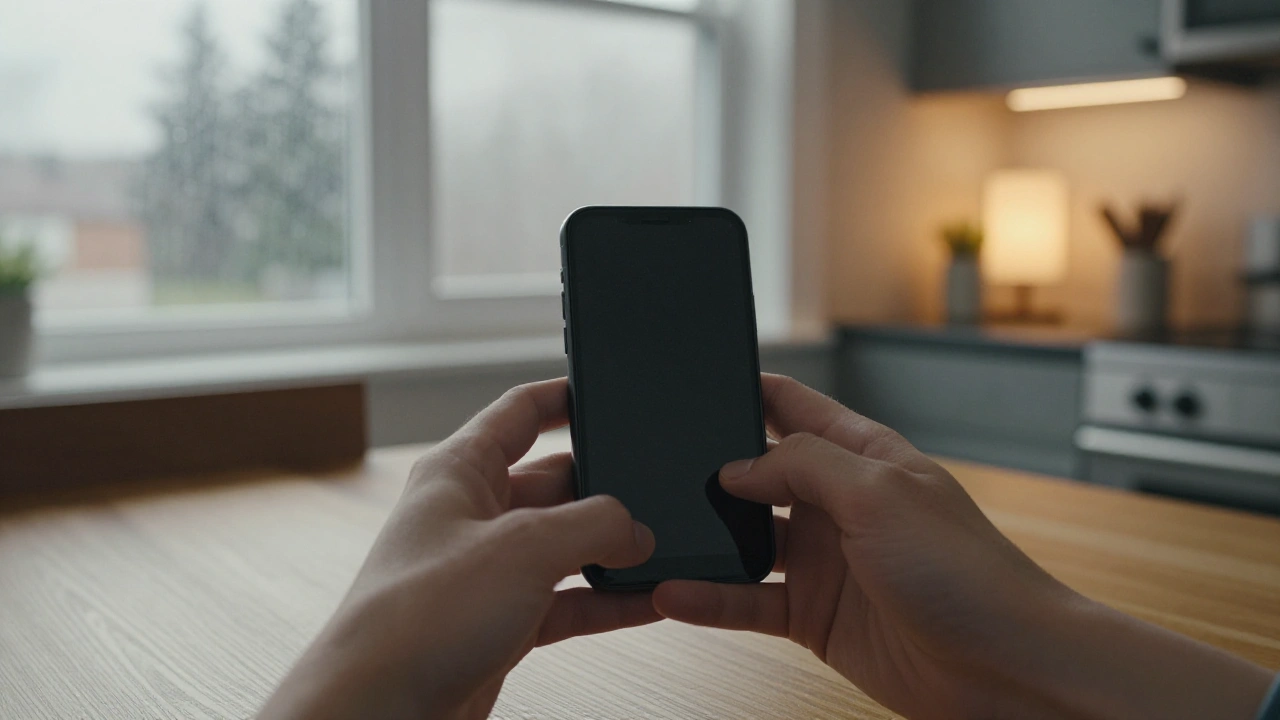 Hands holding a phone in a Calgary home, showing mobile browser casino play without an app