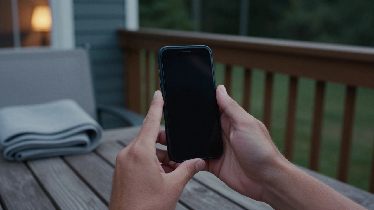 Hands holding a phone on an Ontario porch for mobile casino play