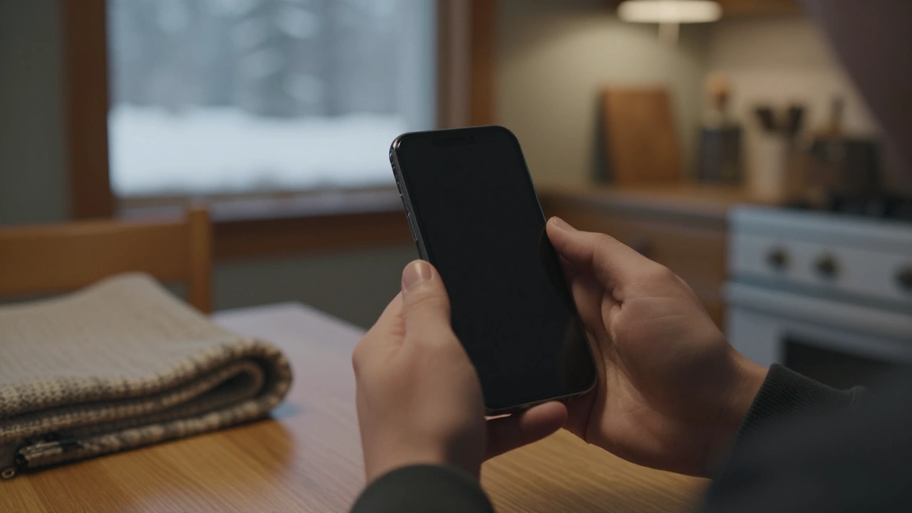 Hands holding a phone to reach casino customer support from an Alberta home