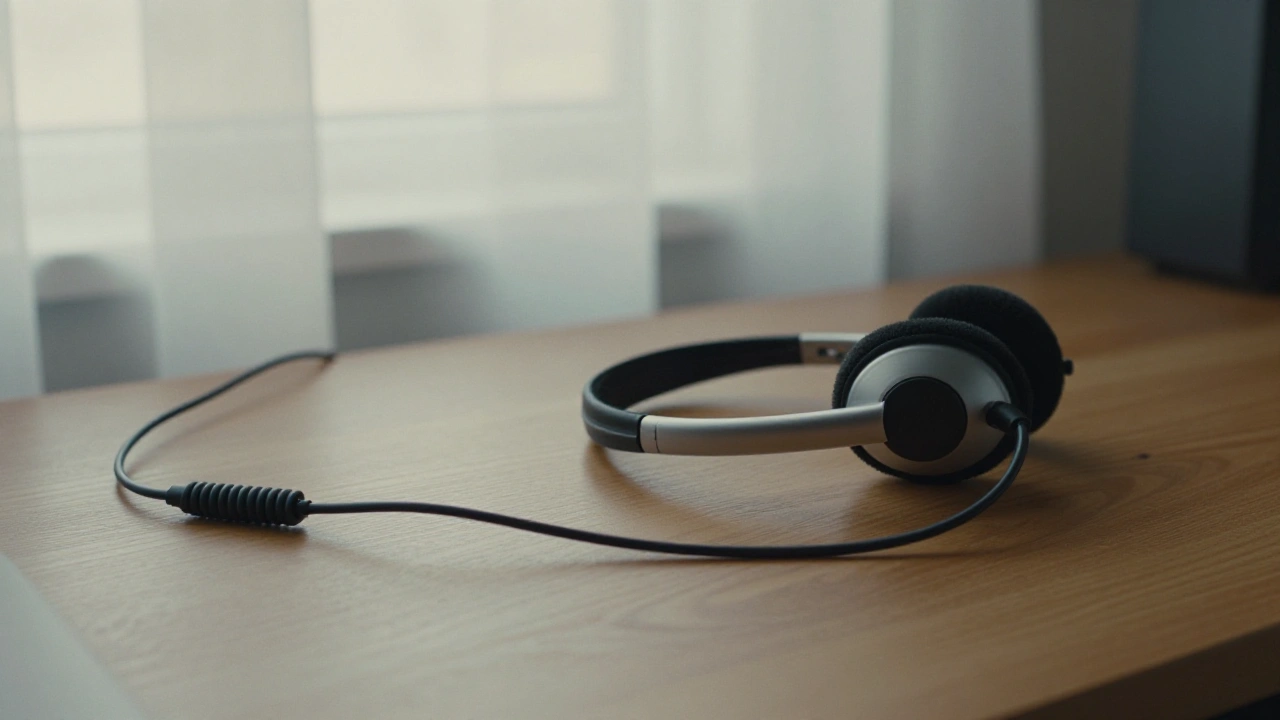Headset on a home office desk representing round-the-clock live chat support