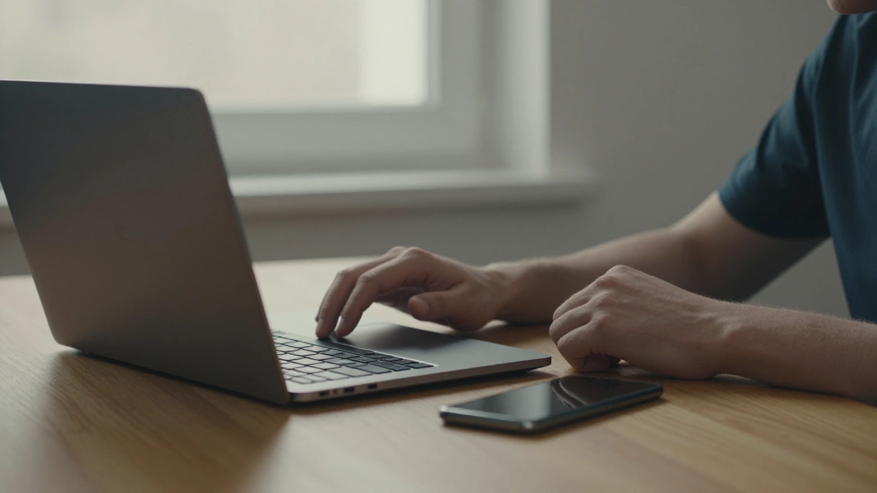 Hands on a desk beside a laptop during a live game support chat