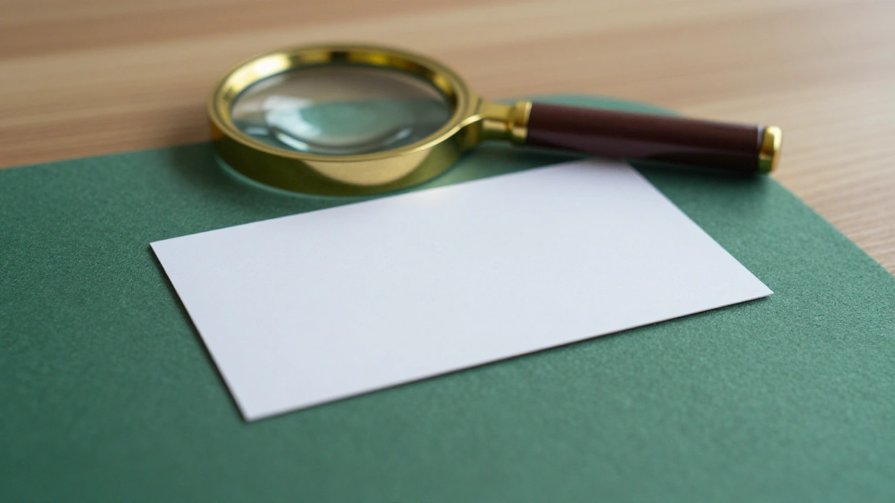 Magnifying glass over a blank card on a desk during Quebec casino review