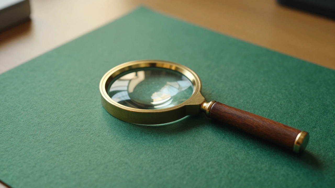 Magnifying glass on green felt symbolising close inspection of slot fairness and RTP