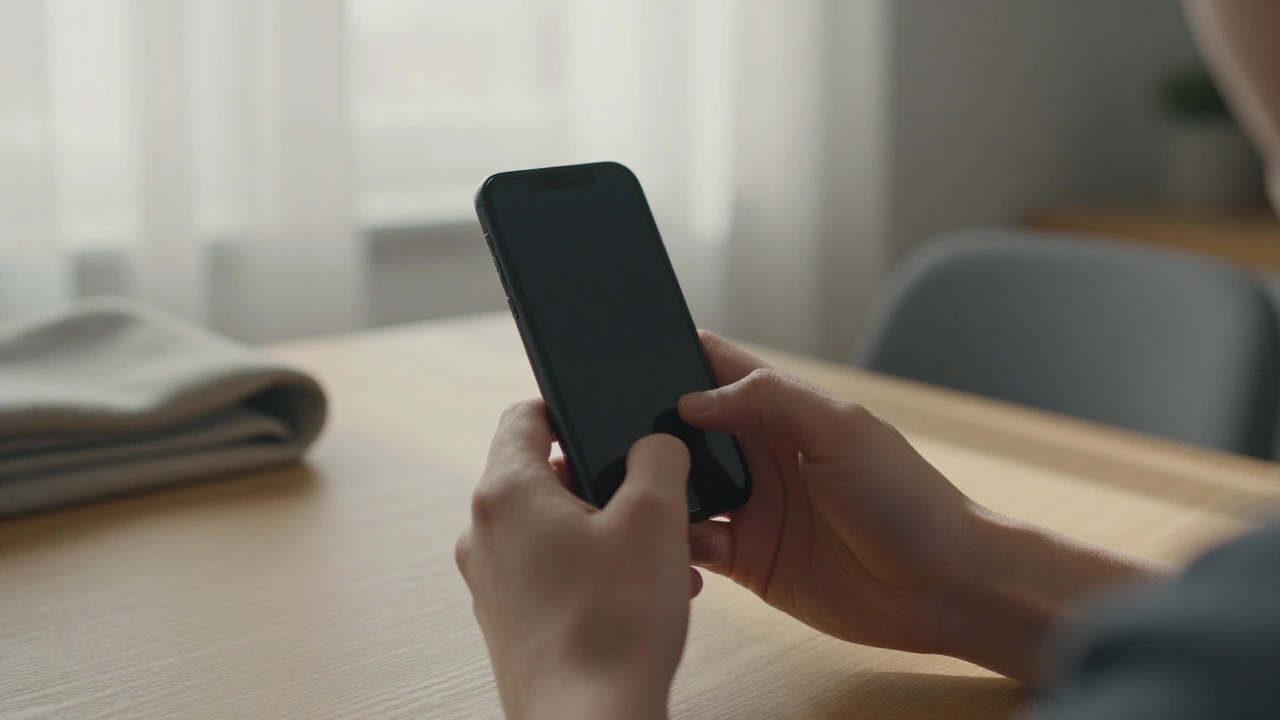 Hands tapping a plain phone in a sunlit loft to test a mobile casino app