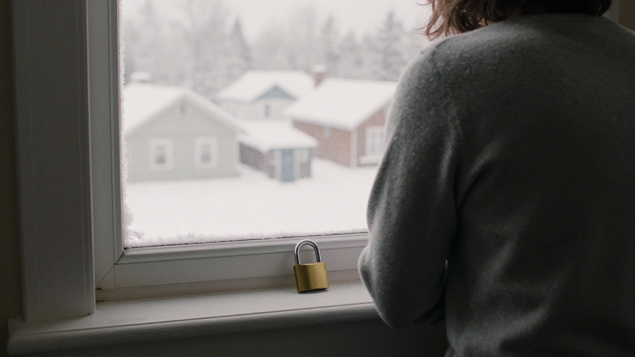 Person from behind at an Ontario window with a padlock for responsible gaming limits