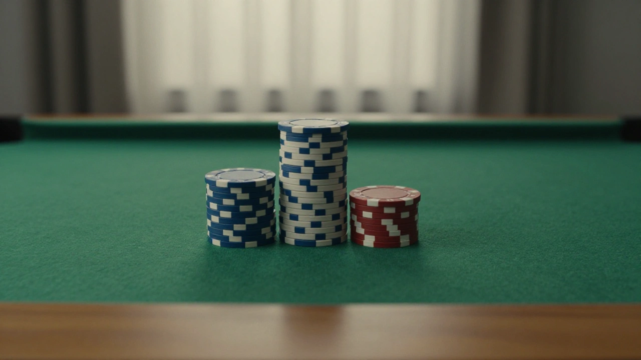 Stacks of plain casino chips on green felt for games Ottawa players love