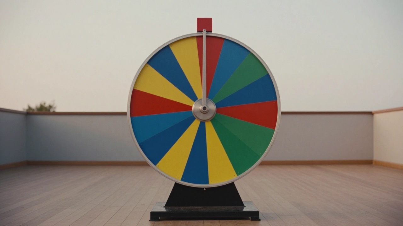 Generic prize wheel with plain coloured segments representing the games selection